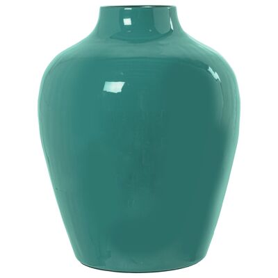 GREEN ENAMEL METAL VASE _°21X28CM ST75876