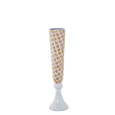 VASO MADREPERLA 91CM CON PIEDE IN RESINA BIANCA _°17X91CM ST53156