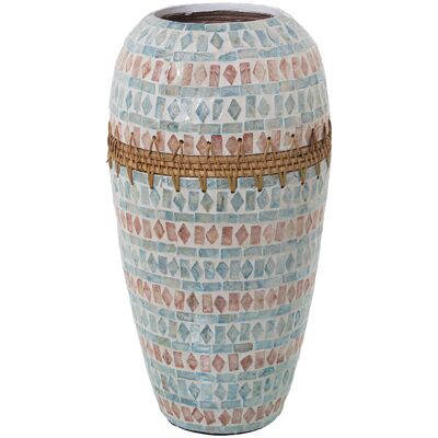 MOTHER OF PEARL/RATTAN VASE _°22X44CM MOUTH:°12.5CM ST53180