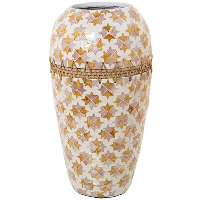 MOTHER OF PEARL/RATTAN VASE _°22X44CM MOUTH:°12.5CM ST53183