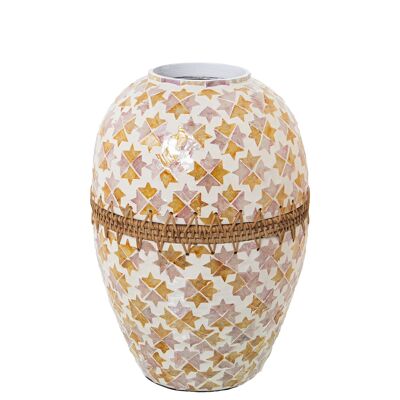 MOTHER OF PEARL/RATTAN VASE _°24X36CM MOUTH:°10CM ST53181
