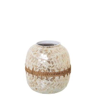 MOTHER OF PEARL/RATTAN VASE _°25X27CM MOUTH:11CM ST53176