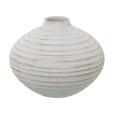 JARRON SURCOS CERAMICA BLANCOMATE/DORADO _°24X20CM ST60982