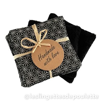 Lingettes démaquillantes lavable - Saki "Black"