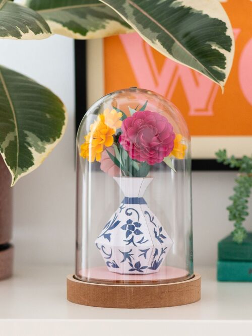 Paper flower on vase DIY paper craft kit