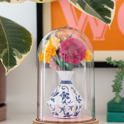 Paper flower on vase DIY paper craft kit
