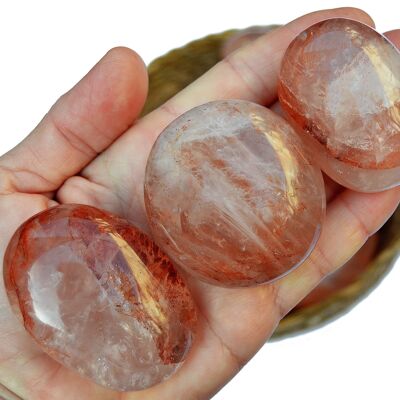 Fire Quartz Crystal Palm Stone (40mm - 70mm)