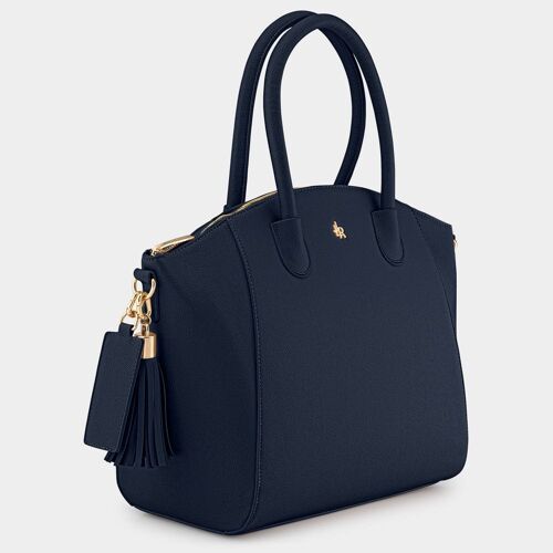 Navy Zander Maxi Top Handle Bag