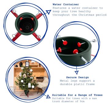 Support d'arbre de Noël classique vert et rouge - Par Harbour Housewares 5