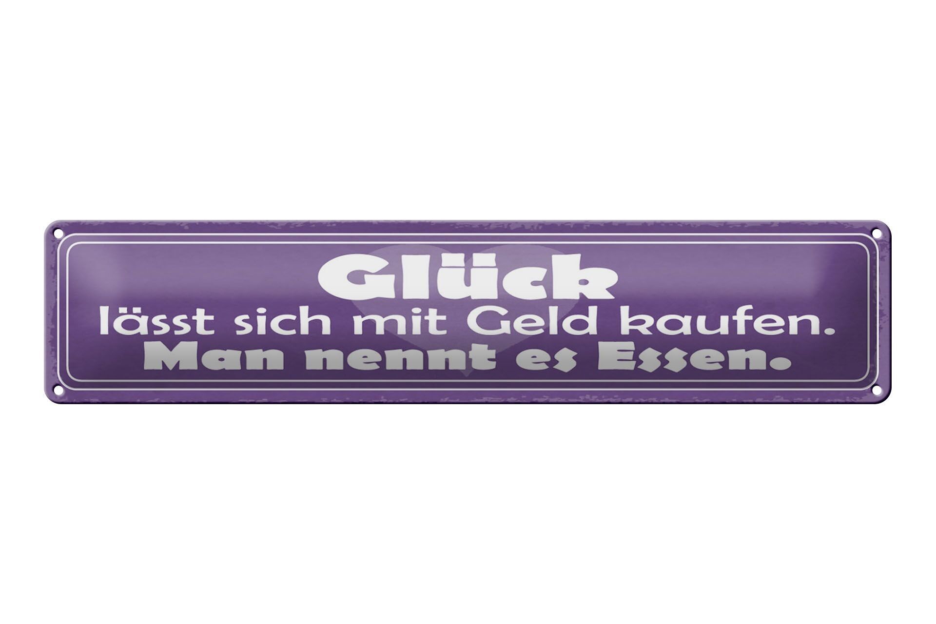 Targa in metallo con scritta 46x10 cm La felicità si compra con i soldi