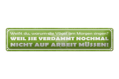 Blechschild Spruch 46x10cm Warum die Vögel an Morgen singen