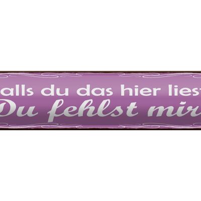 Blechschild Spruch 46x10cm Falls du das liest Du fehlst mir Dekoration