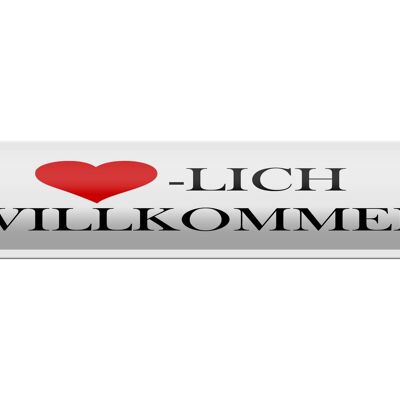 Blechschild Spruch 46x10cm Herzlich Willkommen Herz Dekoration