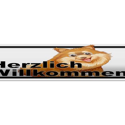 Blechschild Spruch 46x10cm Herzlich Willkommen Hunde Dekoration