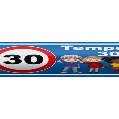 Blechschild Hinweis 46x10cm Tempo 30 Kinder Dekoration