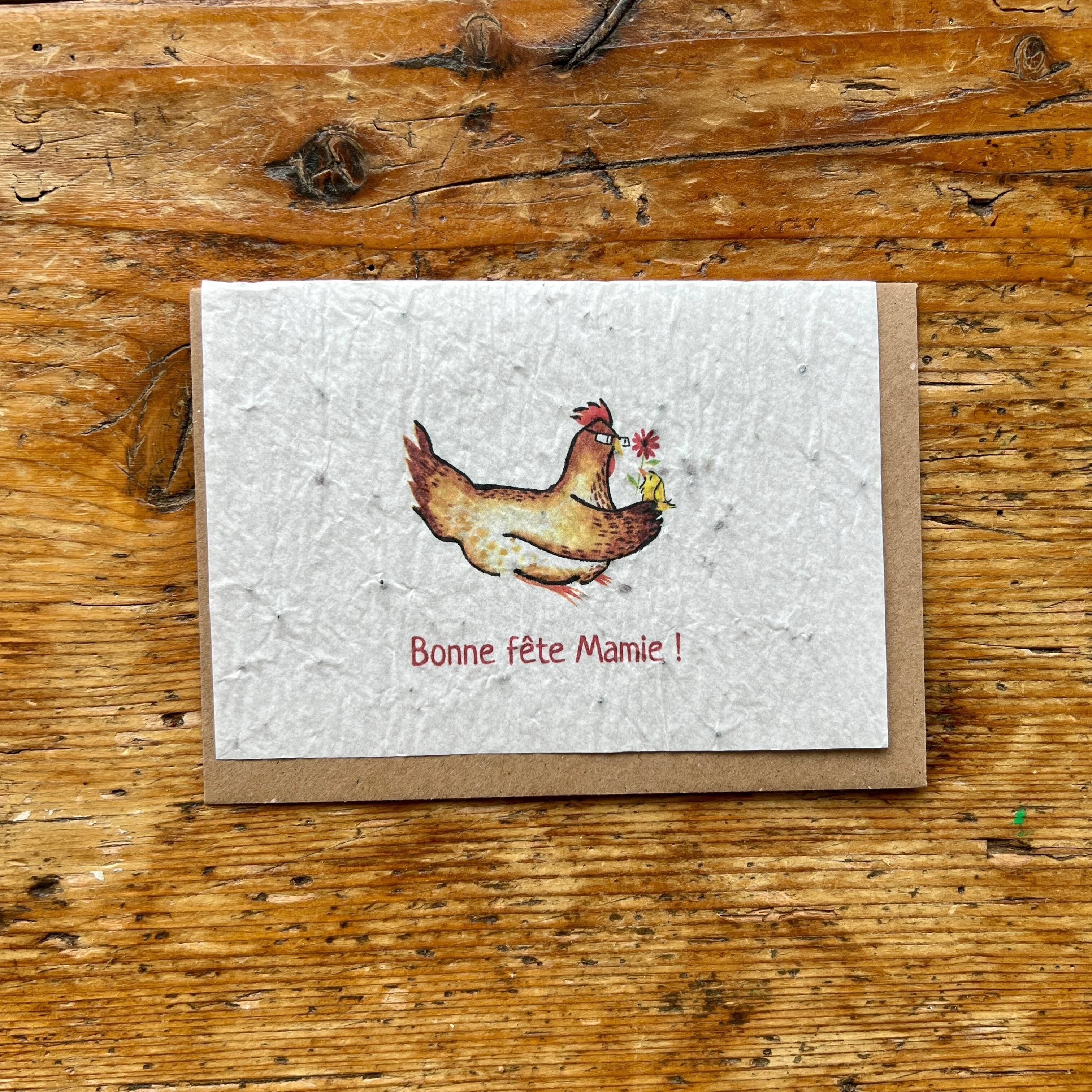 Grußkarte mit Samen zum Pflanzen von „Happy Birthday Oma“-Henne pro 5 Stück