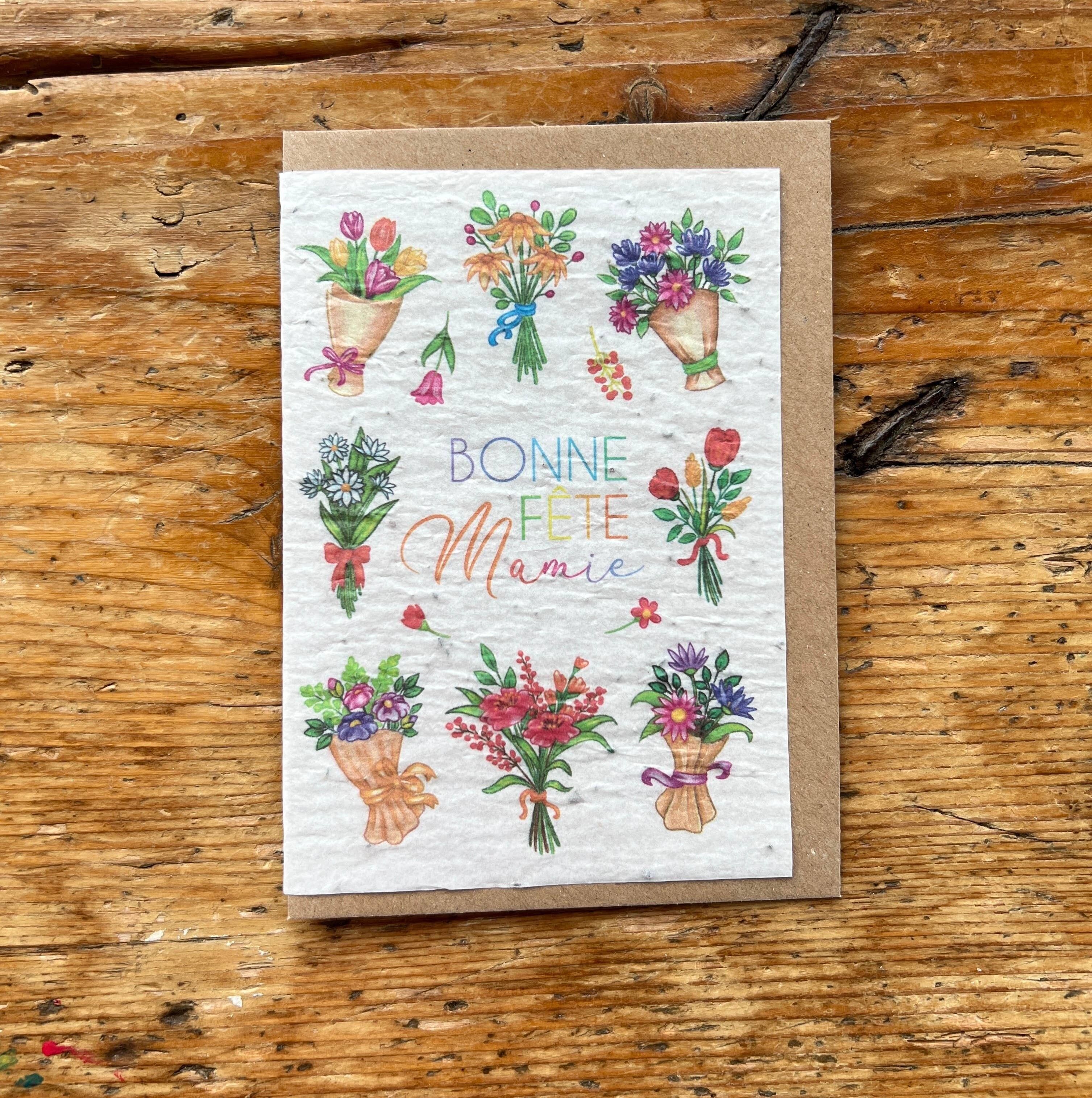Seeded greeting card to plant Happy Birthday Grandma bouquets of 5