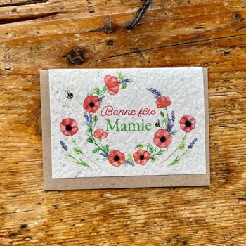 Carte de vœux ensemencée à planter Mamie coquelicot par 5 1