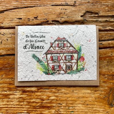 Seeded greeting card to plant Happy holidays from Alsace per 5