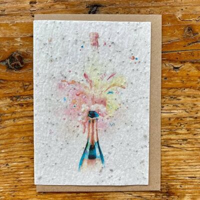 Seeded greeting card to plant Champagne / in English batch of 5