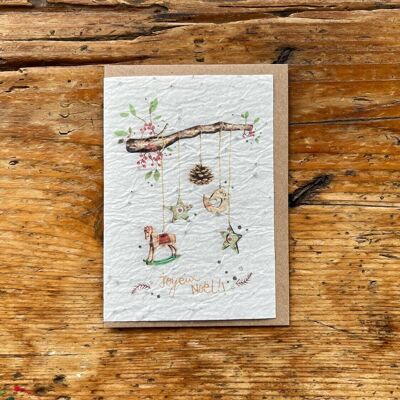 Seeded greeting card to plant Christmas decoration of 5