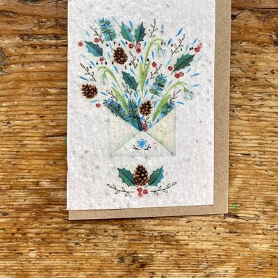 Seeded greeting card to plant Winter envelope of 5