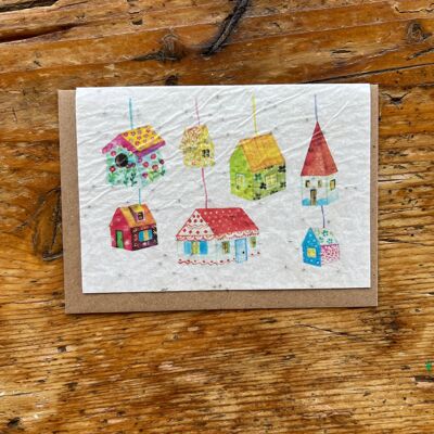 Seeded greeting card to plant Maisonettes / set of 5 in English