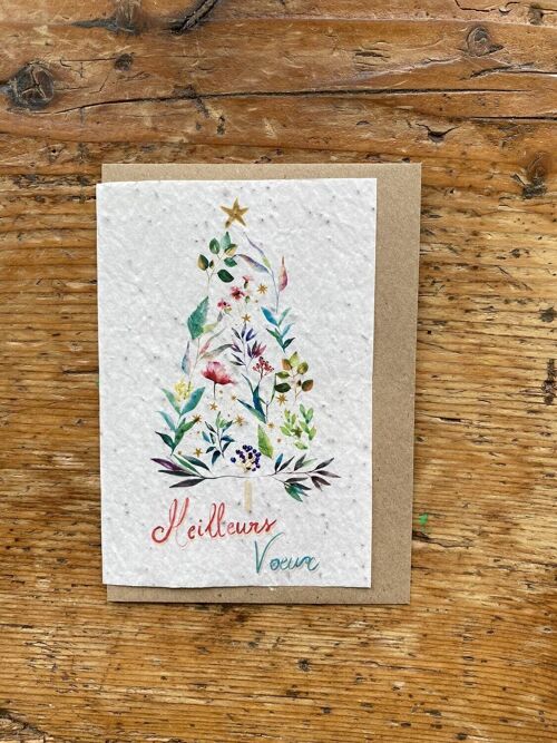 Carte de vœux ensemencée à planter Meilleurs voeux sapin