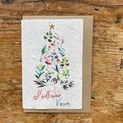 Seeded greeting card to plant Best wishes fir tree per 5