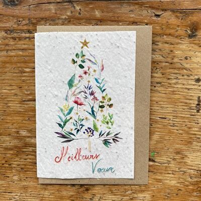 Carte de vœux ensemencée à planter Meilleurs voeux sapin
