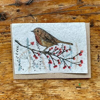 Seeded greeting card to plant Winter bird of 5