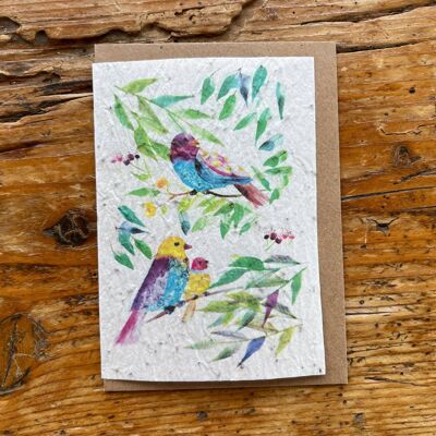 Seeded greeting card to plant Bird / English set of 5