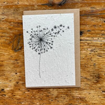 Seeded greeting card to plant Dandelion / in English batch of 5