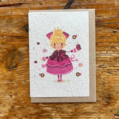 Seeded greeting card to plant princess / in English batch of 5