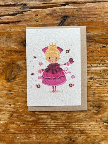Carte de vœux ensemencée à planter princesse / en lot de anglais par 5 1