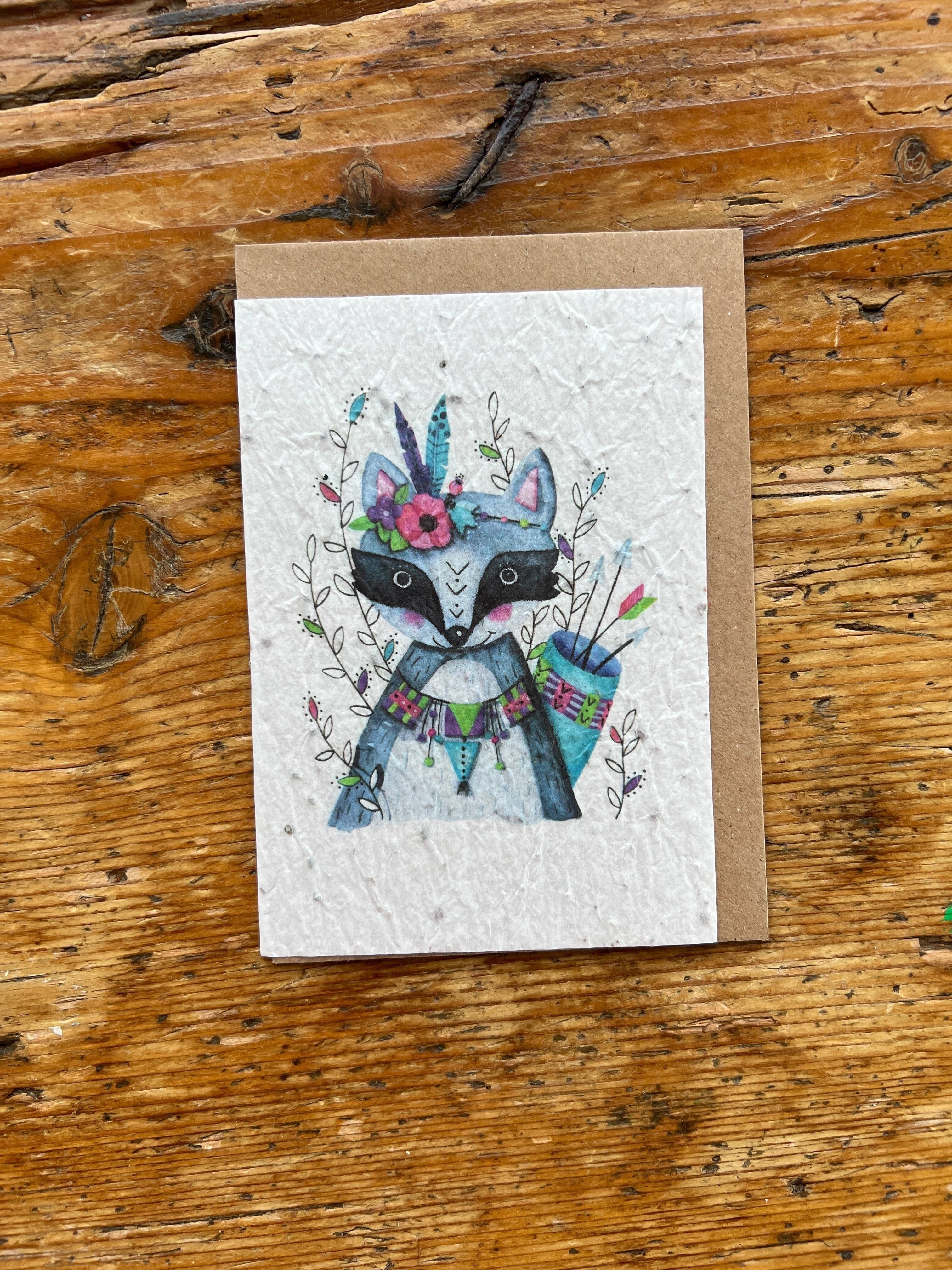 Biglietto d'auguri seminato! in inglese! piantare procione / entro 5