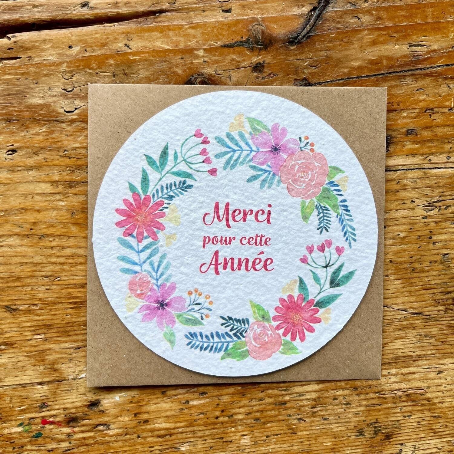 Seeded greeting card to plant round Thank you for this year