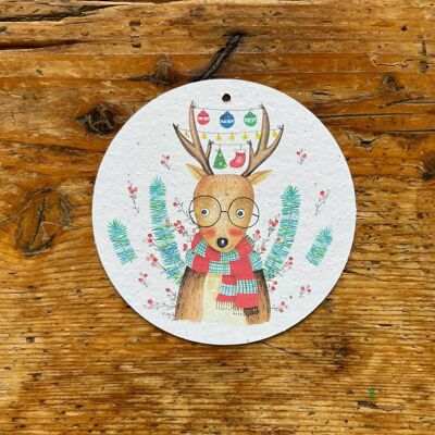 Seeded greeting card to plant round Reindeer per 5