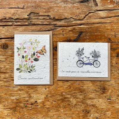 Seeded greeting card to plant departure - change of life in set of 2 x 5