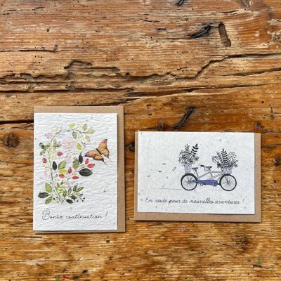 Seeded greeting card to plant departure - change of life in set of 2 x 5