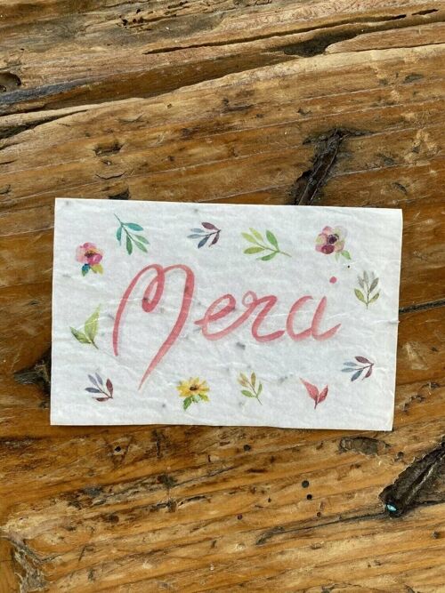 Mini carte de Merci ensemencée à planter fleurs des champs par 50