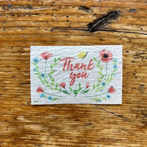 Mini carte de Merci ensemencée à planter fleurs des champs / en anglais par 50