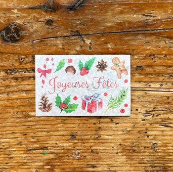 Mini carte de vœux ensemencée à planter joyeuses fêtes par 50 1