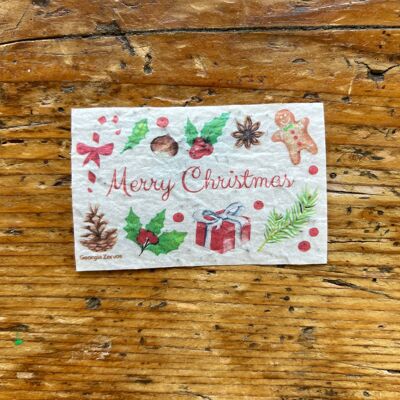 Mini carte ensemencée à planter Joyeuses Noël / en anglais par 50