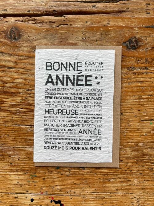 Carte de vœux ensemencée à planter ensemencée Bonne année
