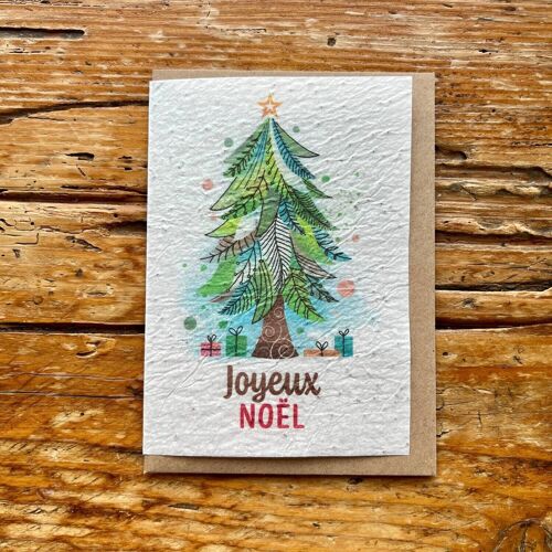 Carte de vœux ensemencée à planter Joyeux Noël  (graines de menthe)
