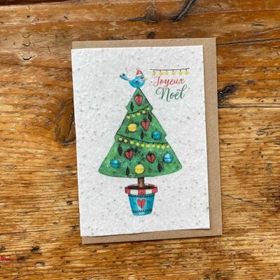 Seeded greeting card to plant Merry Christmas tree per 5