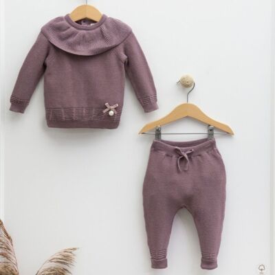 A Pack of Five Sizes Organic Cotton Amy Knitwear with Pearl  Modern Baby Set