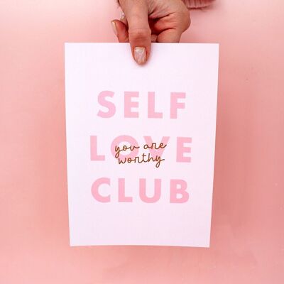 Self Love Club, stampa A5 in lamina d'oro, sei degno