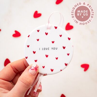 Keramik-Andenken mit „I Love You“-Herzdruck